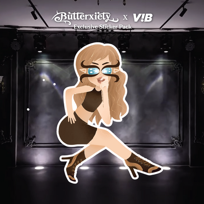 butterxiety heels dance sticker — hip pop pose, brown outfit